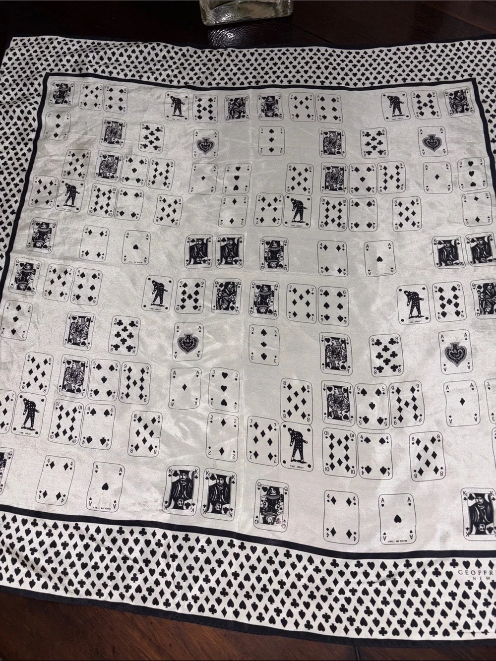 Geoffrey Beene Black and White Playing Card Silk Scarf